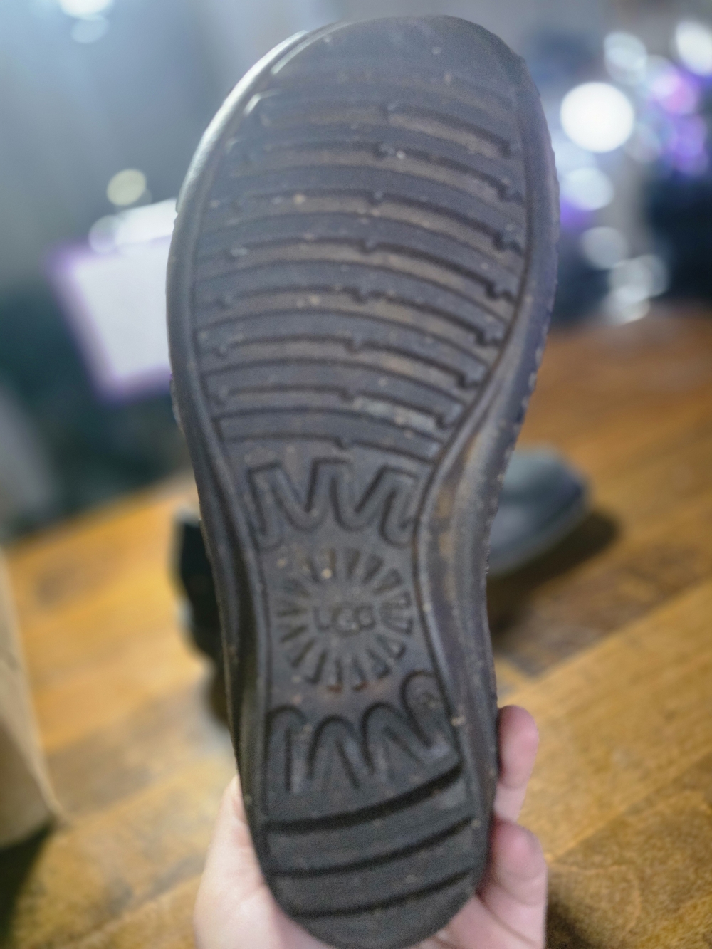 UGG Black Leather Slip-On Loafers with Woven Detail - Picture 3 of 4